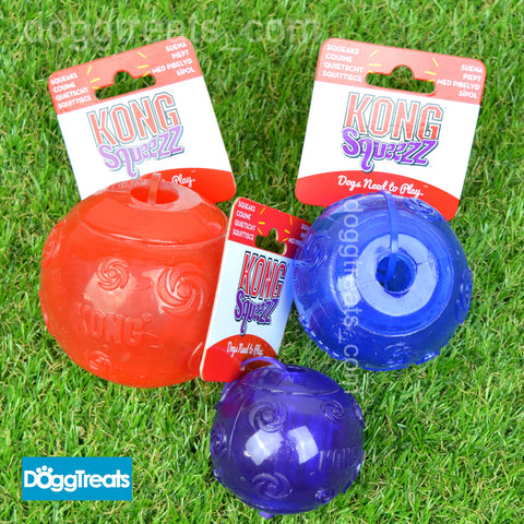 KONG Squeezz Assorted Balls - Squeaker Rubber Fetch and Chew Ball