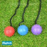 Tough Ball Dog Toy - Rubber Ball with Rope - Durable