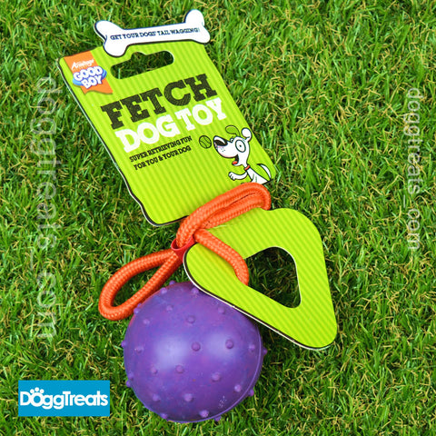 BALL WITH ROPE DOG TOY - Fetch Rubber Dog Toy and on a Rope by Good Boy