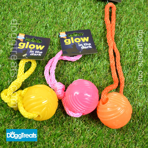 Glow in the Dark Ball with Rope Dog Toy - Good Boy