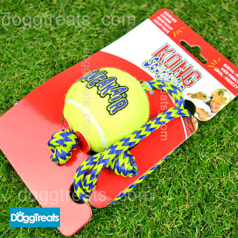 KONG Squeakair Tennis Ball with Rope Dog Toy