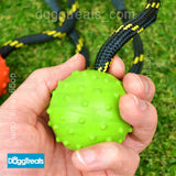 Tough Ball Dog Toy - Rubber Ball with Rope - Durable