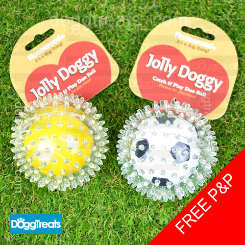 Rosewood Jolly Dog Rubber Spiky Fetch Ball - Football / Tennis