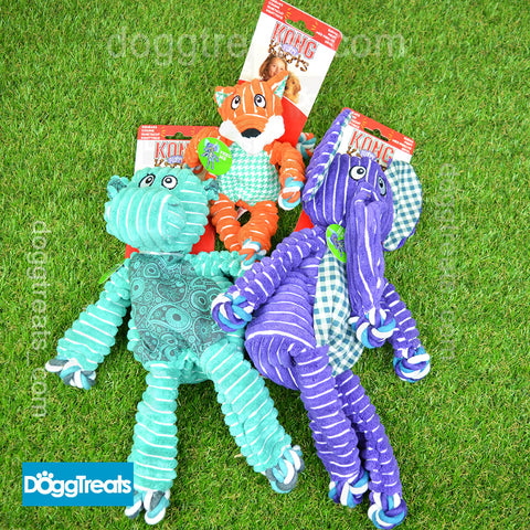 KONG Floppy Knots Dog Toy - Rope Squeaker - Wild Bear Hippo Elephant Fox Bunny